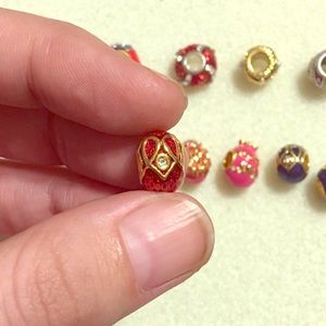 Artisan "Faberge" royal red Easter egg bead